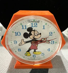 vintage MICKEY MOUSE ALARM CLOCK Travel WALT DISNEY Works - Picture 1 of 12