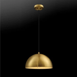 Globe Electric Hazel 1-Light Matte Brass Shaded Pendant Light - Picture 1 of 8