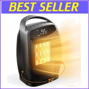 Portable 1500W Ceramic Space Heater with Adjustable Thermostat & Timer - Black - Picture 1 of 9