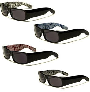 Men's Stylish OG Square Wrap Around Frame Square Lens - Bandanna Print Sunglass - Picture 1 of 5