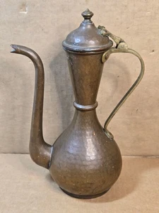 Vintage Decorative Hammered Tin Copper Tea / Coffee Pot Pitcher Container 10" - Picture 1 of 8