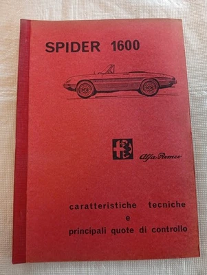 Alfa Romeo Spider 1600 MANUALE CARATTERISTICHE TECNICHE QUOTE DI CONTROLLO 1966 - Immagine 1 di 4