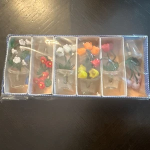 Set 6 portacarte multimediali in vetro ceco vintage fiori Cecoslovacchia nuovi con scatola! - Foto 1 di 7