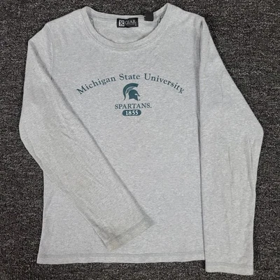 Michigan State Spartans Top Womens Small Gray Retro Y2K Long Sleeve NCAA Team - Image 1 of 4