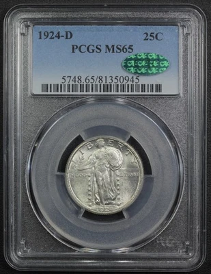 1924 D Standing Liberty Silver Quarter 25C PCGS MS 65 CAC - Image 1 of 4