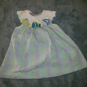 Vestido vintage Samara años 80-90 niñas talla 4 guinga solapa cuello pez - Imagen 1 de 6