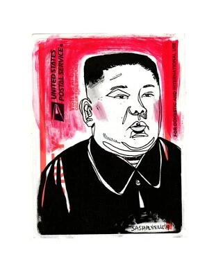 Kim Jong Un North Korea Leader Street Art Graffiti Sticker Drawing USPS Mail 1p - Image 1 of 3