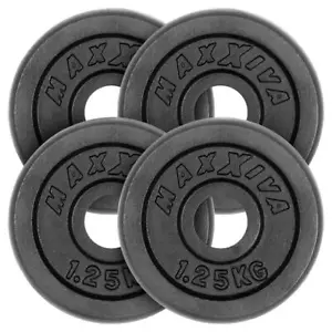 MAXXIVA Hantelscheiben 4erSet Gewichtsplatte je 1,25 kg Gusseisen schwarz 5 kg - Bild 1 von 7