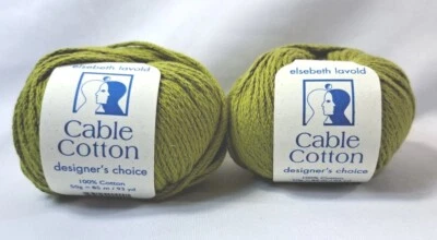 ELSEBETH LAVOLD CABLE ALGODÓN DISEÑO’S CHOICE LOTE DE 2 MADEJAS COLOR 14 VERDE Foto 1 de 4