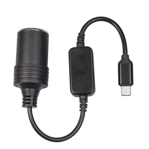 USB C Male to 12V Cigarette Lighter Socket Adapter Power Cable for Dash Cam GPS - Picture 1 of 12