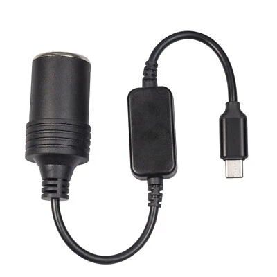 USB C Male to 12V Cigarette Lighter Socket Adapter Power Cable for Dash Cam GPS - Image 1 of 4