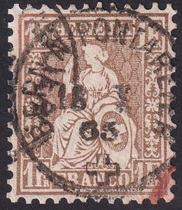 Schweiz 1 Fr. goldbronze, rötlich Mi.Nr. 28 a gestempelt Mi.Wert 420 € (759) - Picture 1 of 2
