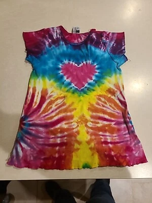 Tie Dye Dress Bright Heart Sunburst 4T Toddler Hippie Cute Dharma Trading Co. - Image 1 of 4