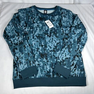 Ideology Boys L Sweatshirt Pixelated Camo Pullover Active Blue Black Warm NWT - Picture 1 of 8