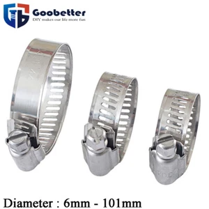 304 Stainless Steel Jubilee Clips Hose Pipe Clamps Adjustable Worm Drive 6-101mm - Picture 1 of 10