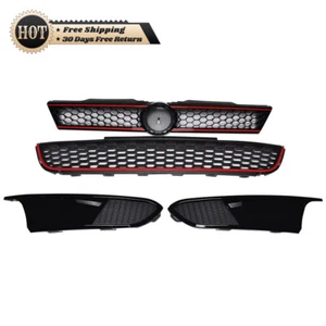 Silscvtt Front Upper+Lower Grille For 2011-2014 VW Jetta MK6 Red Trim With Bezel - Picture 1 of 14