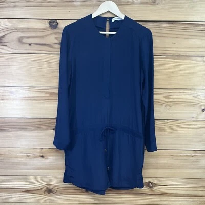 Bermuda Karina Grimaldi de seda azul marinho média LS com zíper elegante B172 - Imagem 1 de 4