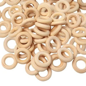 200 Pcs 25 mm/1 inch Wooden Craft Ring Small Wooden Rings Circle Wood Pendant... - Picture 1 of 6