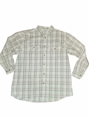 Mike Rowe Gear By Lee 米色格子 100% 棉长袖纽扣衬衫 尺寸 XL — 第 1/4 张图片