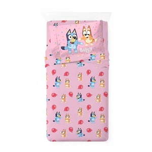 Bluey Kids 3-Piece Twin Sheet Set, Blue, BBC Studios - Picture 1 of 11