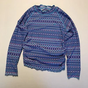 Coolibar UPF 50 Girls Multicolor Top Swim Long Sleeve Size Small Ruched Sides - Picture 1 of 6