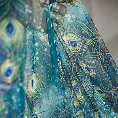 100x160cm Mesh Fabric Cloth Peacock Feather Pattern Costume Dress Materials