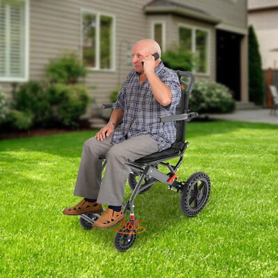 Silla de transporte con ruedas plegable súper ligera médica con bolsa de transporte 100 kg Foto 1 de 4