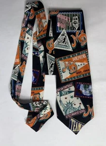 Cravatta collo uomo Miami Dolphins '92 vintage seta RM Sport Caruso NFL America loghi - Foto 1 di 4