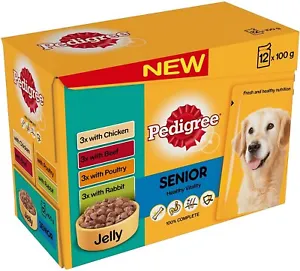 48 x Pedigree Senior Wet Dog Food Pouches Mixed in Jelly 100g - Picture 1 of 1