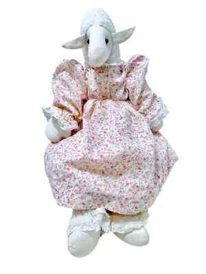 Vestido floral cosido a mano vintage de tela de muselina para muñeca de cordero sherpa de los años 80 Foto 1 de 4