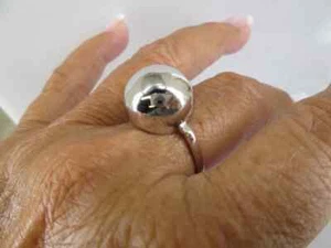 Ball Ring 925 Sterling Silver Ring Statement Big Ball Ring Handmade Women Ring - Picture 1 of 11