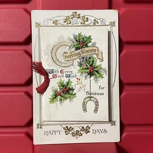Saludo Sincero Navidad Felices Días Postal Saludo Alemania Antiguo 1900 - Imagen 1 de 5