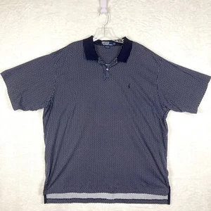 VTG Polo Ralph Lauren Mens 2XL Navy Blue White Polka Dot Golf Preppy Dad Shirt - Picture 1 of 5