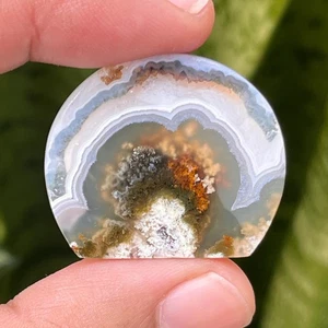 34,90 Ct Scenic Moos Achat Orbicular Cabochon 31x26x4 mm Hochwertig  - Bild 1 von 4