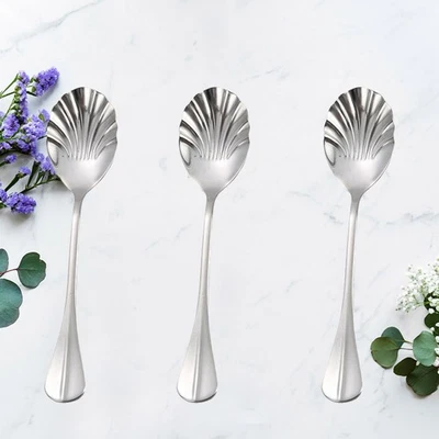  3 pezzi cucchiai in acciaio inossidabile teste di conchiglia creative stile - Immagine 1 di 4
