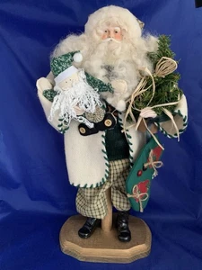 Vintage Woodland Primitive Country Santa Plaid Pants Old World Figure 17" - Picture 1 of 12