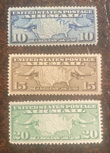 US Scott# C7, C8, MH and C9 MNH VF 1926-1927 Set of 3 Airmail Stamps CV 22.00 - Picture 1 of 2