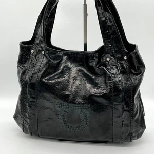 Salvatore Ferragamo Hand Bag Tote Purse Gancini Black Authentic - Picture 1 of 24