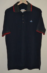 Vivienne Westwood Man Navy Blue Cotton Orb Pique Polo Shirt Mens XL - Picture 1 of 6