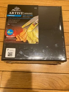 Stretched Artist Canvas Black 4 Pack 100% Cotton Med Grain - Picture 1 of 4