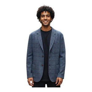 Tommy Hilfiger Luna Inglaterra Tweed Lana Blazer Chaqueta Azul Para Hombre Talla 48 Academia - Imagen 1 de 12