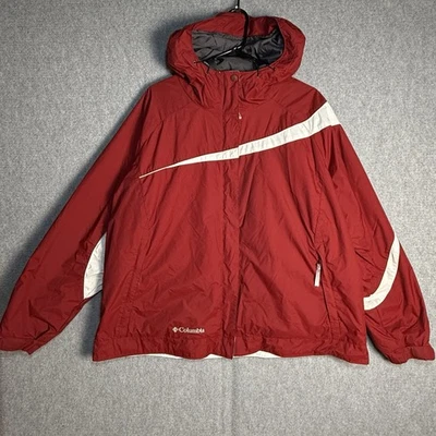 Jaqueta de inverno Columbia pesada feminina tamanho 2XL vermelha branca zíper completo corta-vento - Imagem 1 de 4