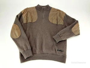 CABELAS Mens Large Windshear 100% Wool Sweater Brown Lined 1/4 Zip - Picture 1 of 8