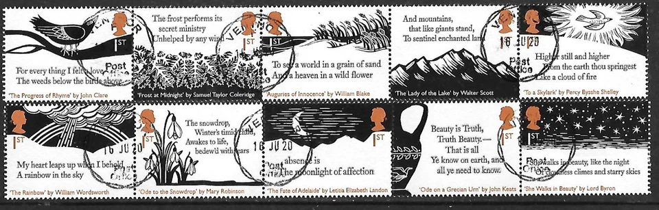 GB 2020 Romantic Poets Used Set HRD2-B - Image 1 of 1
