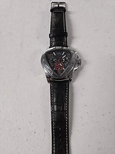 Vintage AUTOMATIC Jaguar Black Leather Band watch - Picture 1 of 3