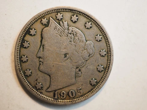 1905 LIBERTY HEAD 5 CENTS *(AKA V NICKEL)* - FREE SHIPPING! - A1355 Cover