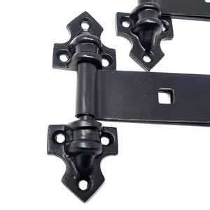 Pair of Heavy Duty Black Hinges Heavy Reversible Stable Door Gate 12"/300mm - Picture 1 of 6