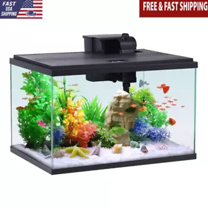 10 Gallon Glass Aquarium Starter Kit LED Lighting Filtration System Fish Tank US - Picture 1 of 8