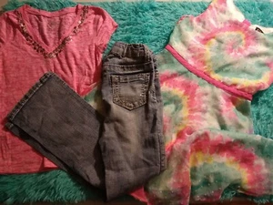 Girls size 8 Clothing Bundle Justice sequin top, dress, jeans pretty in pink - Picture 1 of 11