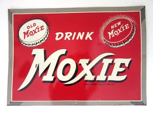 VINTAGE MOXIE WERBUNG GEPRÄGTES METALLSCHILD Donaldson Art Sign Co. 19" x 27" - Bild 1 von 20